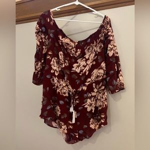 Floral burgundy Romper